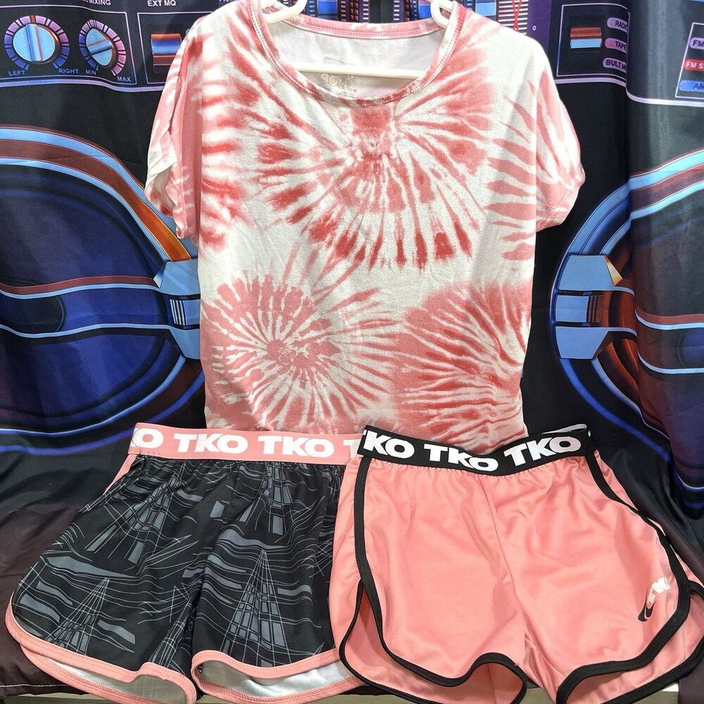 LOT 3 -Girls Size 10/12 athletic TKO Whatever It Takes Shorts & 32 Degrees Shirt